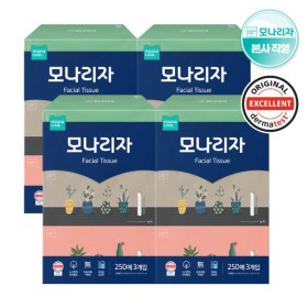 모나리자 피부저자극 미용티슈 250매*3입 4팩