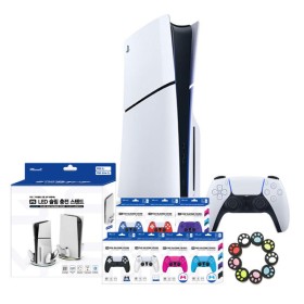 정품 PS5 슬림 디스크 에디션 + 슬림 충전스탠드 + 악세서리 올인원 패키지